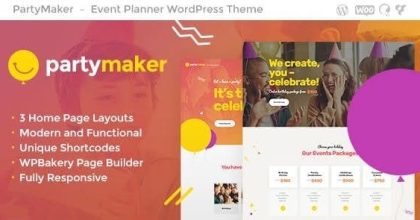 PartyMaker Event Planner & Wedding Agency WordPress Theme